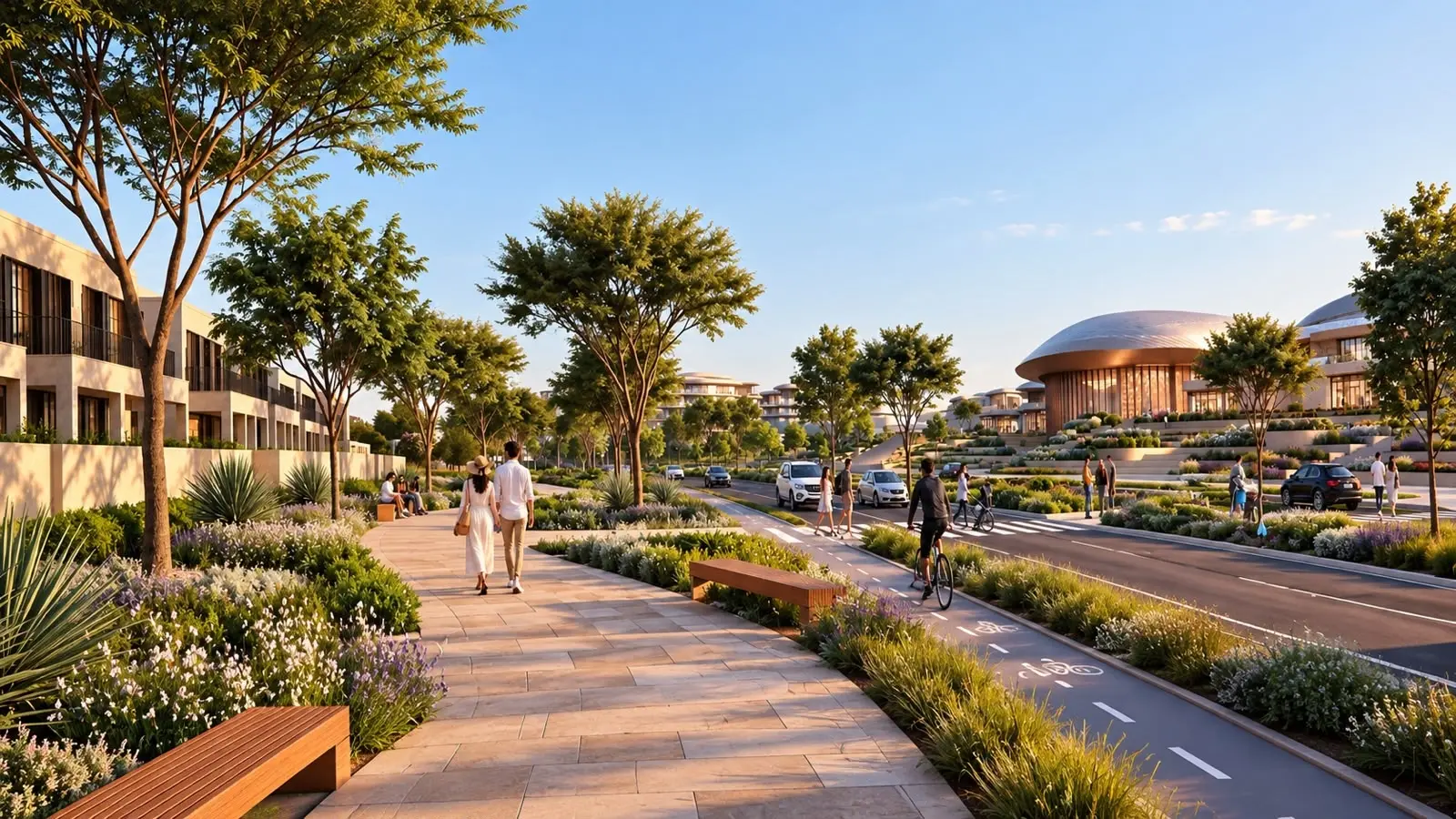 Wadeem Gardens by Modon exterior featuring Contemporary Arabic villa architecture and private landscaped plot on Hudayriyat Island