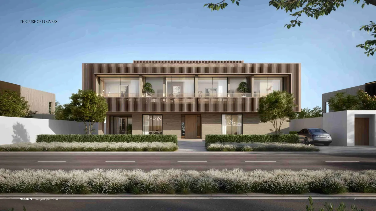 Private swimming pool and landscaped garden at Nawayef West Hill luxury mansion Hudayriyat Island Abu Dhabi