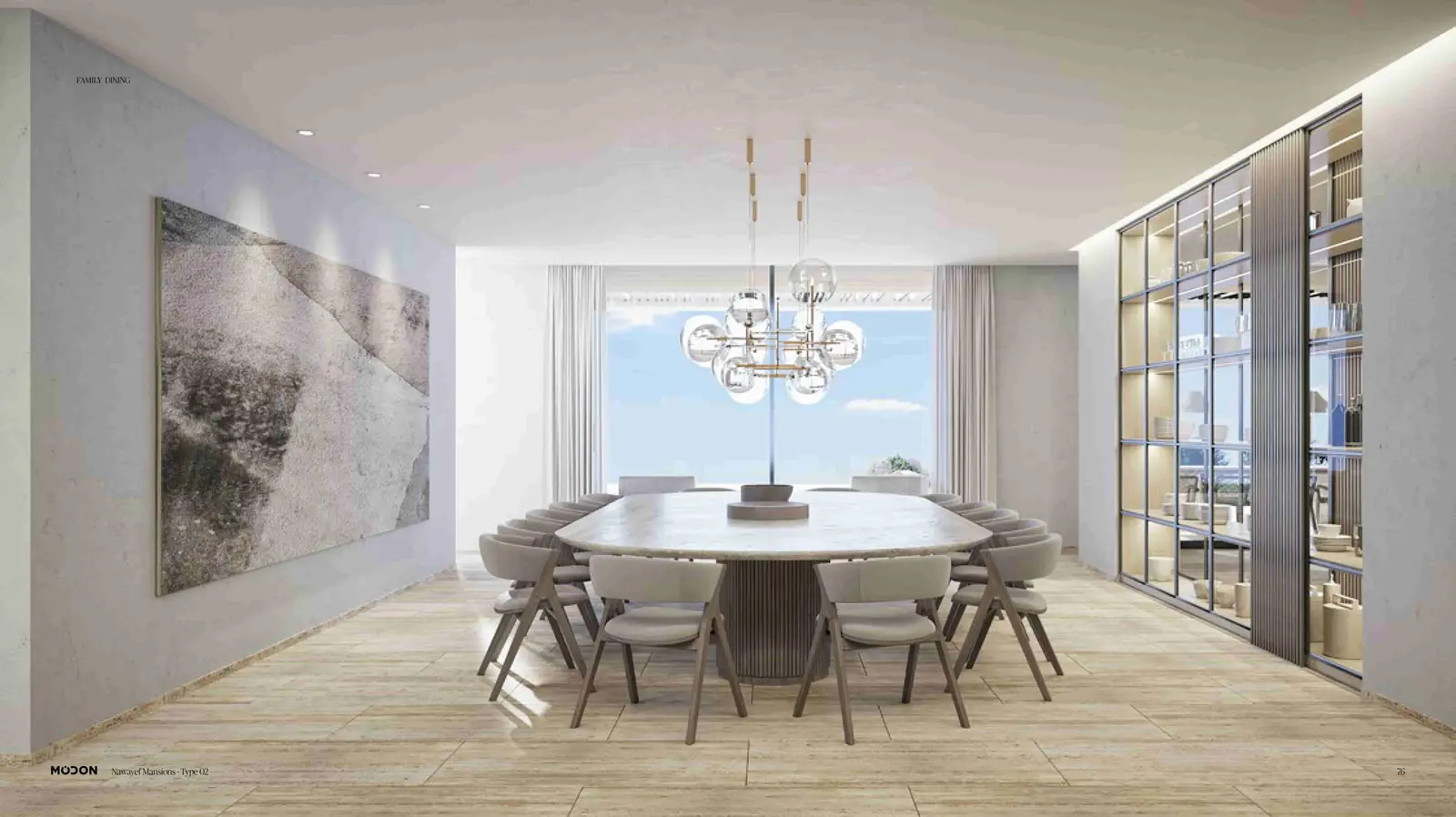 Light-filled double-height foyer with luxury staircase in Nawayef West Hill Hudayriyat Island ultra-luxury mansion Abu Dhabi