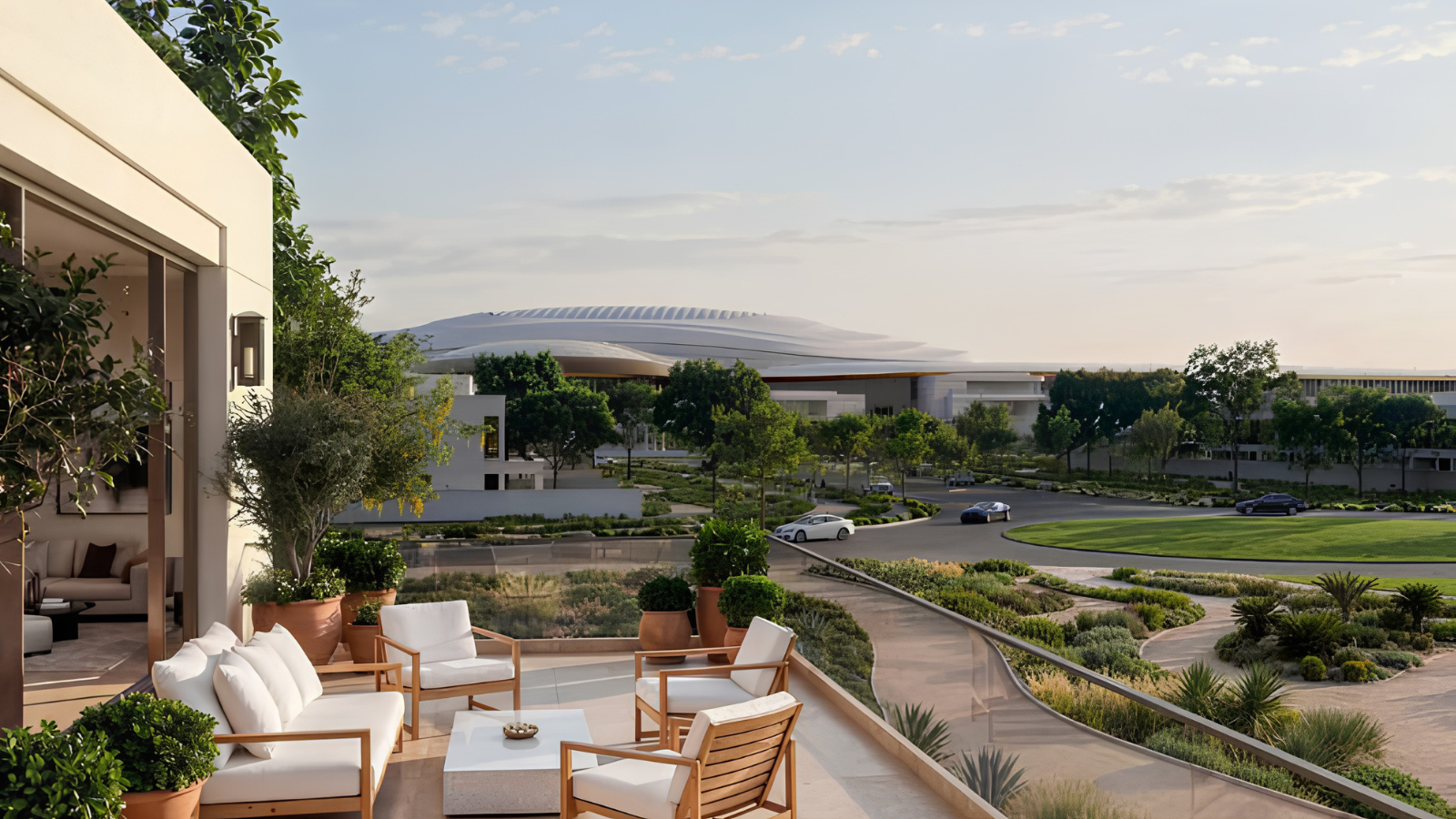 Wadeem Gardens waterfront promenade with landscaped walkways and community architecture