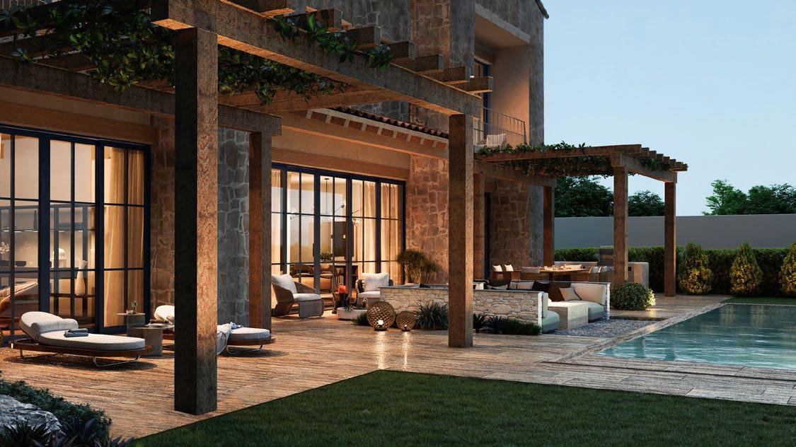 Elegant interior of Al Nawayef East with open-plan layout, floor-to-ceiling windows, and minimalist styling – premium property in Abu Dhabi new villas segment